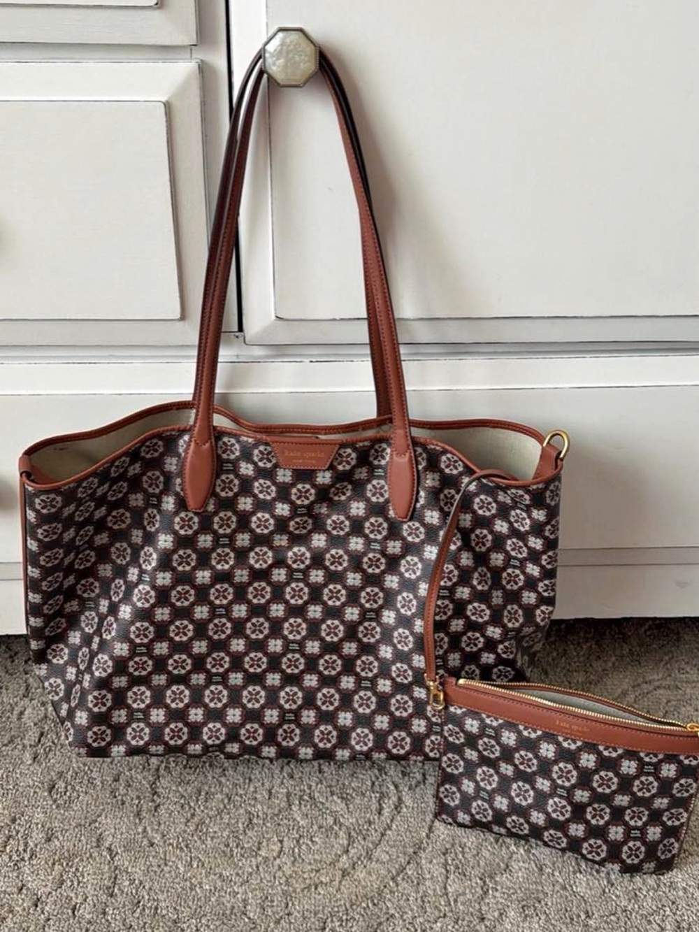 Spade Flower Monogram Canvas Tote